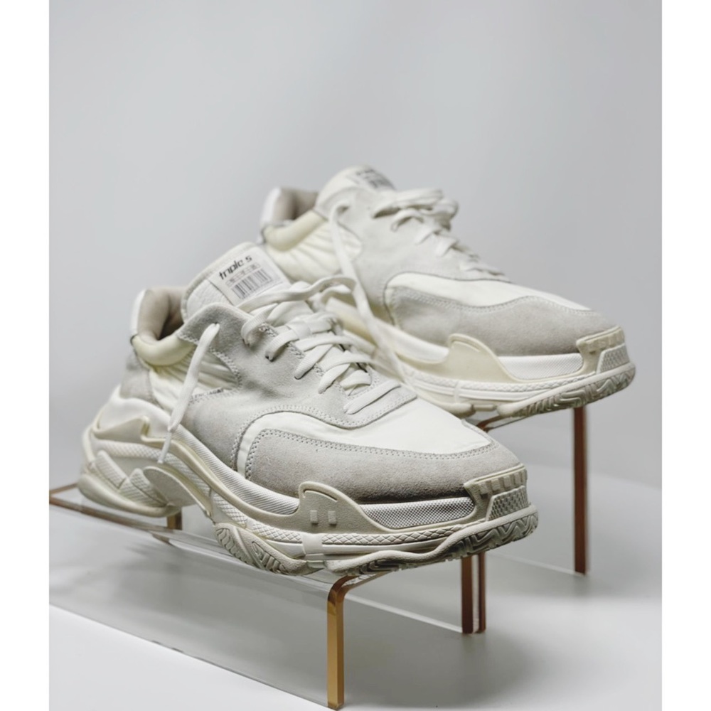 Balenciaga Men Triple S Sneakers White Ecru FR Size 45/ US 12. Gently Used - Picture 4 of 12